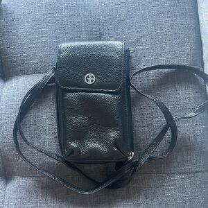 Black leather crossbody bag